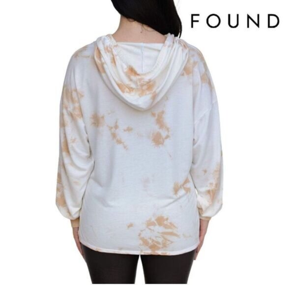 FOUND Tie Dye Print Hoodie Long Sleeve Drawstring Pullover Tops Loose Casual - Picture 3 of 6